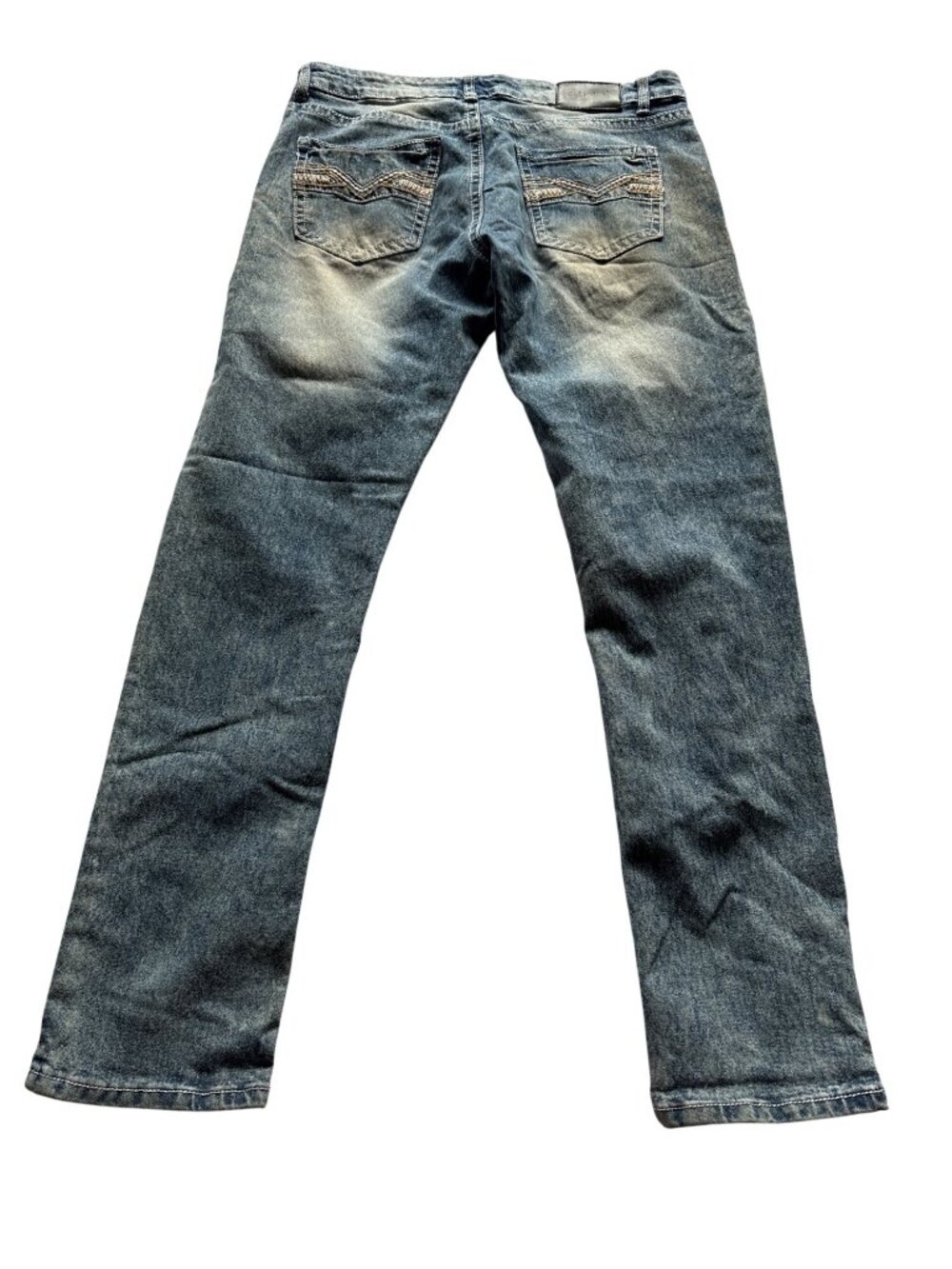 Encrypted Mens Light Wash Straight-Leg Jeans 34x32 Hip Hop Grunge City